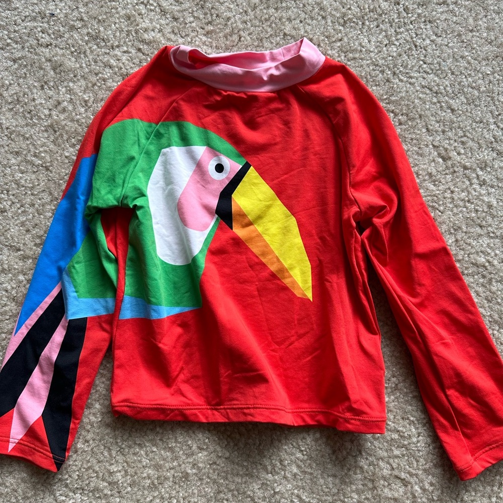 Stella McCartney kids girls parrot red swimsuit top